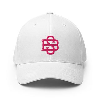 SOBS (All white collection Flexfit hat pink lettering) Embroidered Hat